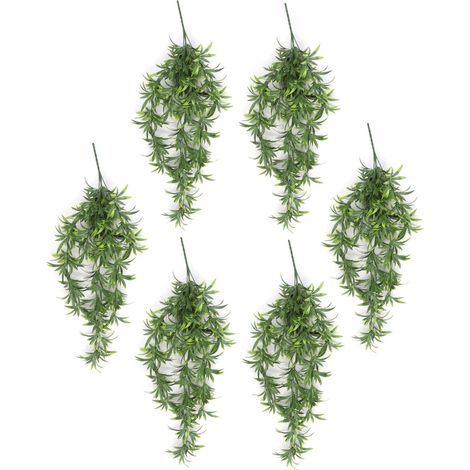 Pack of 6 x Hanging UV and Fire Resistant Artificial Fronded Thyme Plant 70cm - Premium Quality (1/5)