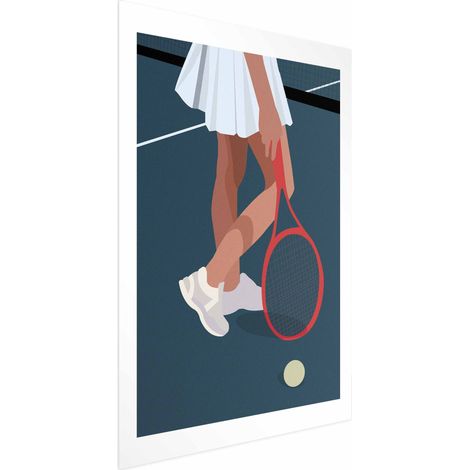 Póster - Jugador de tenis con raqueta roja en la cancha - ilustración (1/4)