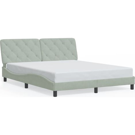 Lit double,Lit adulte,Cadre de lit sans matelas gris clair 160x200 cm velours CFW8447178 (1/5)