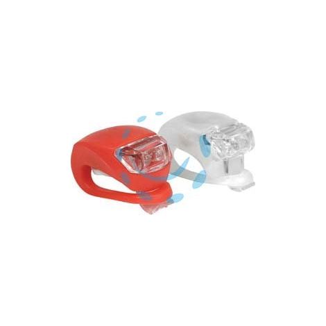 LUCE QUADRATA ANTERIORE E POSTERIORE A 2 LED PER BICICLETTA - cm.4.7x3x3h.