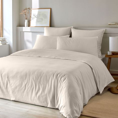 Parure de lit 260x240 bambou lavé beige Terre de Nuit (1/3)