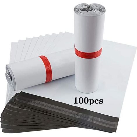 Enveloppe Sac Plastique Expedition Blanches Opaques 100 Emballage Colis Vetement Sacs d\'expédition Courrier Enveloppes Expéditeurs