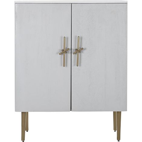 Meuble de bar en bois de manguier et fer - longueur 85 x profondeur 45 x hauteur 110 cm (1/5)