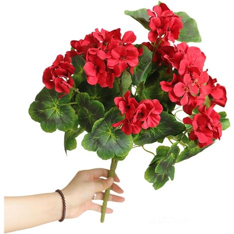Bouquet de fleurs de bégonia artificielles en soie avec 9 têtes, fausses plantes réalistes pour décoration d'intérieur, arrangements de mariage et centres de table, tiges métalliques (1/5)
