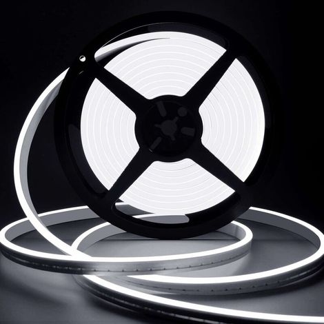 Ruban Led 10M, 12V 6000K Néon Blanc Dimmable Bande LED Lumineuse, IP65 Etanche Silicone Découpable Flexible Néon Lumière pour Chambre, Cuisine, Décoration