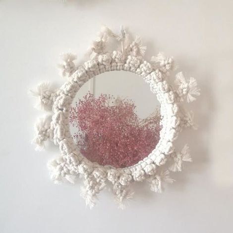 30cm Miroir de maquillage Miroir Tapisserie tissée à suspendre (1/4)