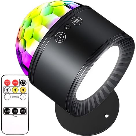 Applique Murale Rechargeable - Luminaire à Double Tête,Petite Lampe Boule Disco,pour Appartement Chambre Salle de Bain Couloir Escalier Anniversaire Noël Mariage (1/5)