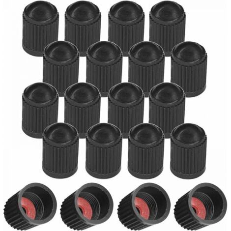 Lot de 20 Bouchon de valve capuchon plastique schrader pneu vélo moto auto voiture quad trottinette, noir (1/5)