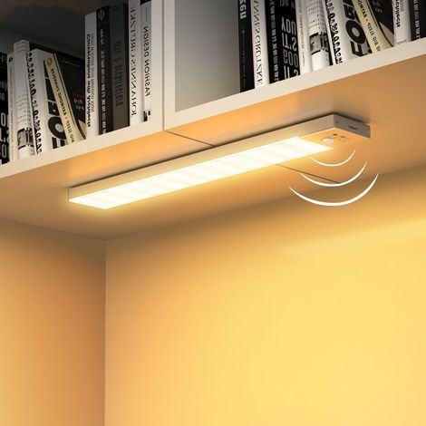 Lampe de placard avec détecteur de mouvement, 36 LED 3000K, veilleuse sans fil USB, pour armoire, escalier, couloir, cuisine, garage, bord de lit (lot de 2, 23 cm)