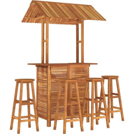 Set bar da giardino 5 pezzi in legno massello di acacia 020013393