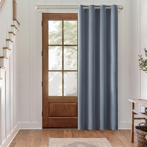 Rideau Occultant Thermique Salon Oeillets Lot de 1 140x260cm Bleu (1/5)