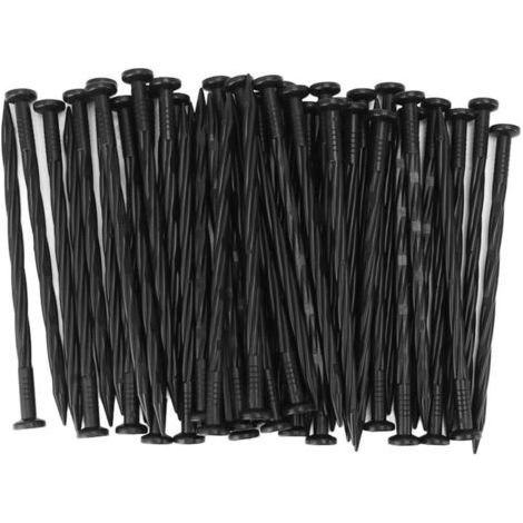 Lot de 50 piquets de bordure en nylon spiralé pour ancrage paysager, pour pavés, barrières anti-mauvaises herbes, tentes à gazon