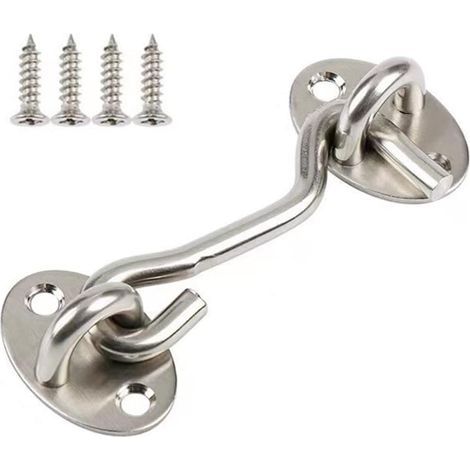 Gancio per porta e finestra in acciaio inox da 3 pollici, colore acciaio, adatto per serratura di porta a scorrimento, persiana della finestra, 1 pezzo (1/5)