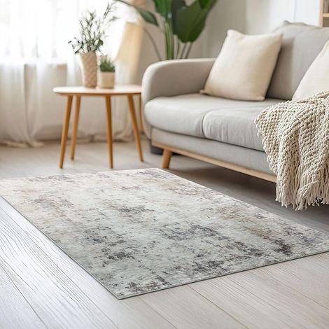 Tapis Salon Poil Ras Moderne Motif Geometrique,Tapis Chambre Moelleux Lavable,Paillasson Exterieur Entree Dessous antidérapant pour Cuisine Bain(Brun/Gris/Multicolore,80 x 120 cm) (1/5)