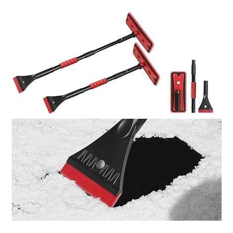 Universal Snow Brush Ice Scraper, Car Ice Scraper, 360 Rotation Windshield Scraper, Auto Window Scraper Scratch Tool (Red) (1/5)