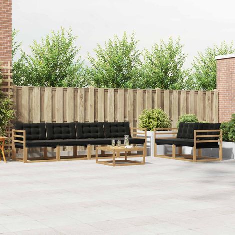 vidaXL Outdoor-Sofagarnitur 7 pcs Weiß und Schwarz 79 x 79 x 37 cm (1/5)
