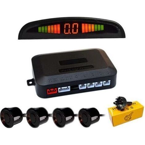 Radar de recul pour voiture, 4 capteurs universels capteur de recul de voiture avec écran couleur LED, kit d'alarme de recul audio (noir) (1/5)
