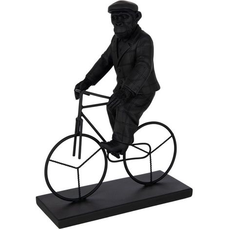 Statuette Déco "Singe Vélo" 33cm Noir (1/2)