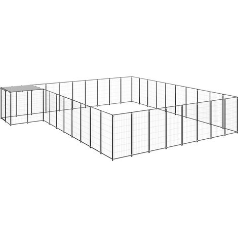 Chenil extérieur cage enclos parc animaux chien 25,41 m² acier noir