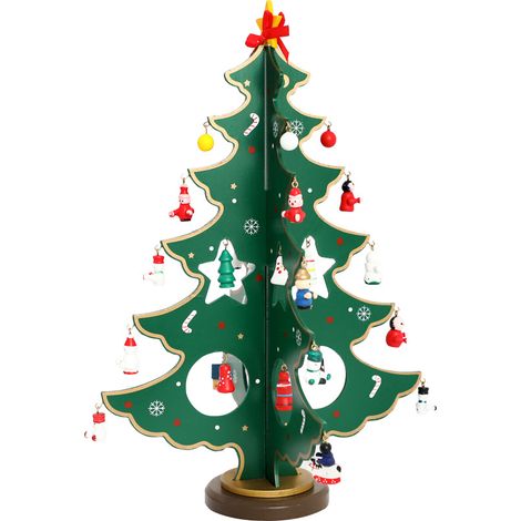 Weihnachtsbaum aus Holz, 30 x 20 cm, dreidimensionale Miniatur-Weihnachtsbaum-Dekoration für Kinder, abnehmbarer Mini-Weihnachtsbaum, robust, ideal zum Basteln, für Partys, Tischdekoration, Weihnachts (1/5)