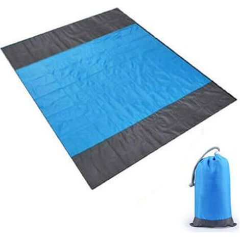 Beach blanket, portable picnic mat, suitable for beach, camping, hiking, picnic, blue (200210cm). (1/5)