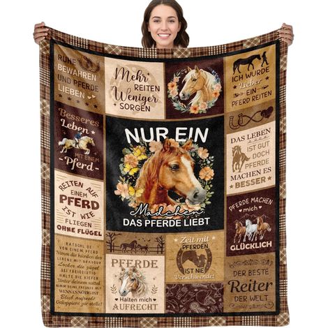 Couverture en flanelle pour cheval, cadeaux pour femmes, hommes, cadeaux à thème cheval, couverture douce pour la famille à l'occasion d'un anniversaire, du Nouvel An 127 × 152 cm (1/5)