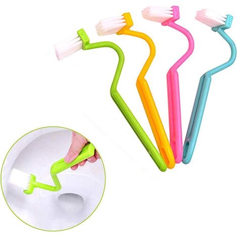 Brosse WC - En V - Couleur Claire - 4 Pièces - Salle de Bain - Couleur Claire (1/5)