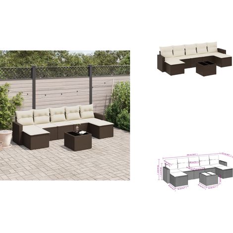 8-tlg. Garten-Sofagarnitur mit Kissen Braun Poly Rattan - Garten Sofagarnitur - Garten Sofagarnituren - Outdoor Sofagarnitur - Sofagarnitur Terrasse