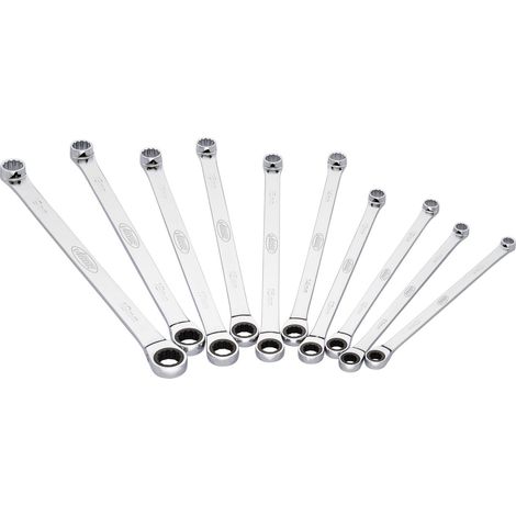 VIGOR Ratschen-Ringschlüssel Satz, extra lang, 10-tlg., 10 - 19 mm, Anzahl Werkzeuge: 10 (1/5)