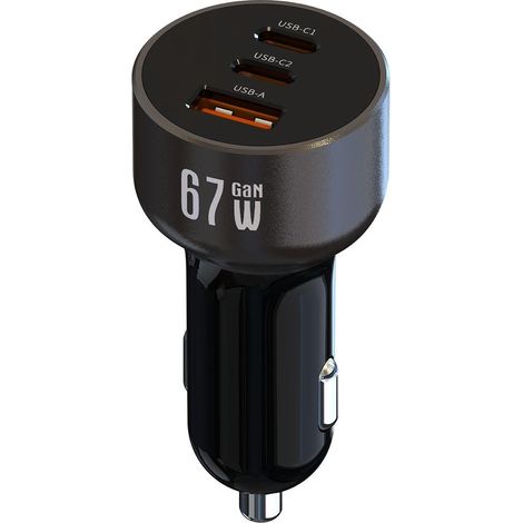 Nextbatt 65w autoladegerat mit 2 usb c und 1 usb a anschluss - schwarzgrau