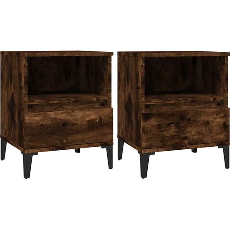 Maison Exclusive - Mesitas de noche 2 unidades roble ahumado 40x3 (1/5)