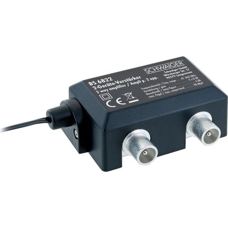 Schwaiger Zwei-Geräte-Verstärker BS6822 531 1x IEC Buchse auf 2x IEC Stecker, Verstärkung bis 2x 8dB Verstärker (1/5)