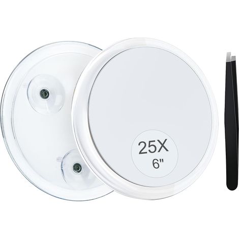 Miroir grossissant 25x avec Ventouse pour une Installation Facile, Peut être utilisé comme loupe de Maquillage, loupe de Voyage 25x, Peut être attaché au Miroir de la Salle de Bain (1/5)
