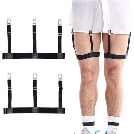 Verstellbarer, elastischer Hemdclip mit rutschfesten Clips, der das Hemd an Ort und Stelle hält – ein stilvolles Accessoire für Herren. - Crezuo