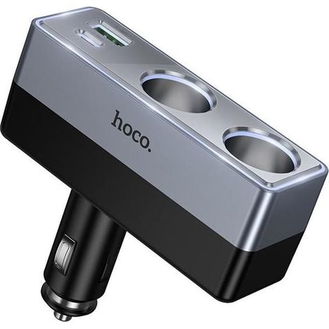 hoco Z65B Smart PD 48W Chargeur de voiture avec double allume-cigare et ports USB-C et USB-A (noir) (1/5)