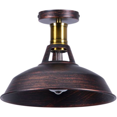 royaluxe- Plafonnier En Fer Métallique Lampe De Plafond Rétro Luminaire Plafonnier D'Intérieur Vintage E27 Pour Chambre À Coucher, Restaurant (1/5)