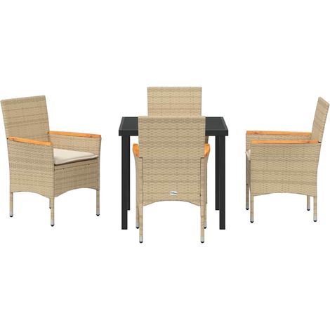 Maison Exclusive - Garten Essgruppe 5 Stk. Beige Poly-Rattan (1/5)