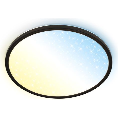 Briloner SLIM Pannello LED, telecomando, dimmerabile, CCT, cielo stellato, nero, Ø37,5 x 4,5 cm