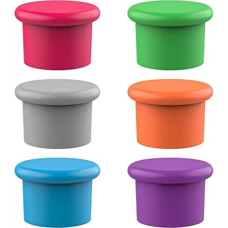 6 bouchons de bouteille en silicone réutilisables — Adaptés au vin, matériau de qualité alimentaire, couleurs assorties
