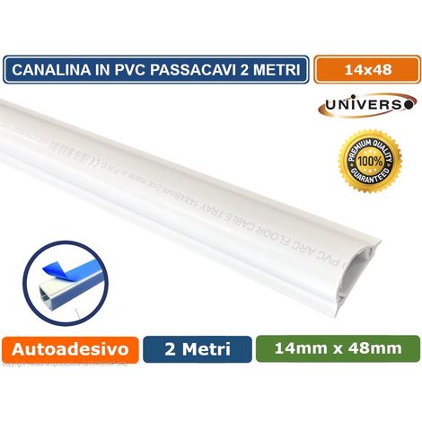 CANALINA PASSACAVI CON BIADESIVO IN PVC DI COLORE BIANCO LUNGHEZZA 2 METRI 14X48MM