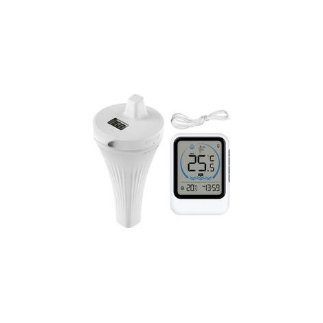 IP68 Kabelloses Schwimmthermometer mit Temperatursensor – LCD-Anzeige – Kabelloses Digitalthermometer für Schwimmbad, Aquarium, Badewanne und Teich (1/4)