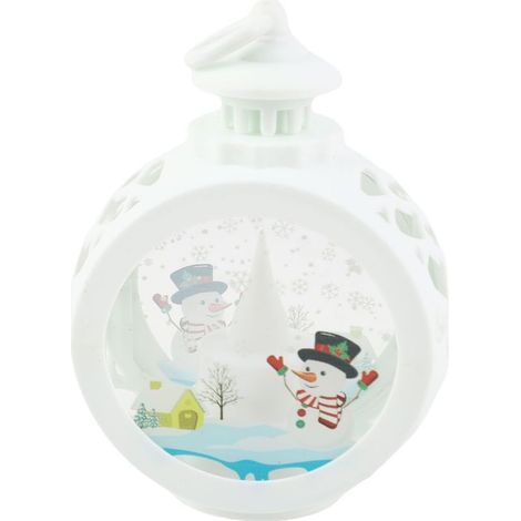 LUCKDANO Bougie LED Rétro en Verre et Plastique, pour la Décoration de la Maison de Noël, Lampe LED Longue Durée pour un de Noël (Bonhomme de neige blanc) (1/5)