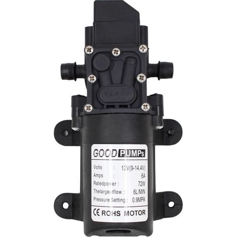 Pompe haute pression 12V 6A 72W – Débit 6L/min – Pression max 7.0 kg – Résistante à la corrosion et aux vibrations (1/5)
