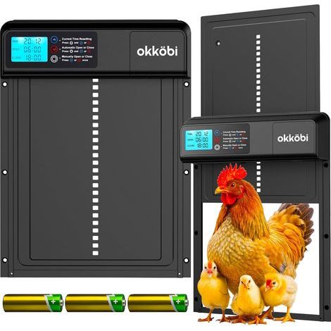 1 Automatische Hühnerstalltür, Timer- und manueller Modus, LCD-Bildschirm, Einklemmschutz, für Hühner und Enten (1/5)