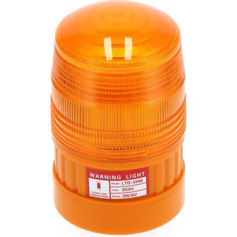 Ortviai Feu de signalisation LED clignotant avec socle magnétique étanche – 6 V, 3 W, orange, pour chantier et sécurité routière (1/5)