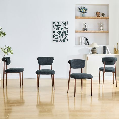 Lot de 4 chaises de salle à manger capitonnées, chaise de cuisine sans accoudoirs, chaise moderne avec dossiers incurvés (1/5)