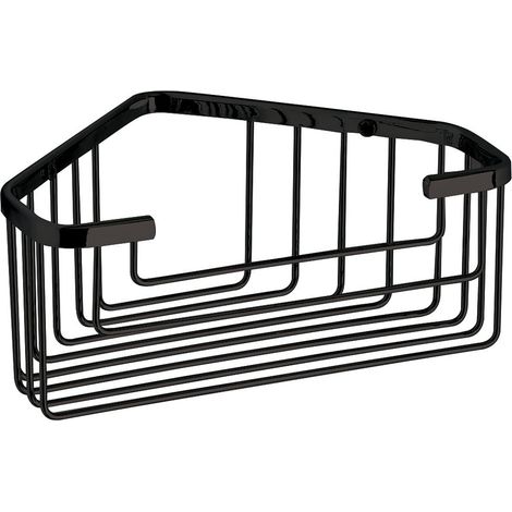 Panier de douche, étagère de douche, angle, acier inoxydable, noir mat, 20 x 15,1 x 8 cm (1/4)