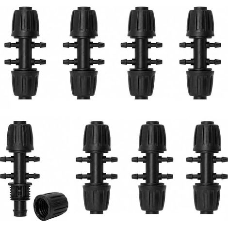 8 Pièces Raccord Irrigation Goutte à Goutte 6 Voies, 16mm vers 4/7mm Connecteur Micro Drip, Raccord Réducteur Barbelé avec Bouchons PP Noir pour Tuyau Irrigation et Système d’Arrosage (1/5)
