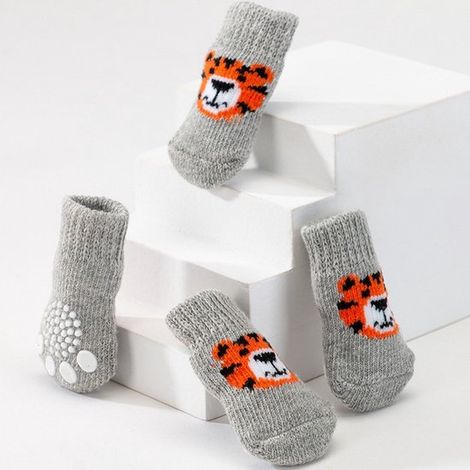 Confezione da 4 paia di calzini protettivi per le zampe dei cani. Calzini per cani carini e alla moda. Calzini antiscivolo. Calzini morbidi e caldi. Prevengono lesioni alle zampe. (1/5)