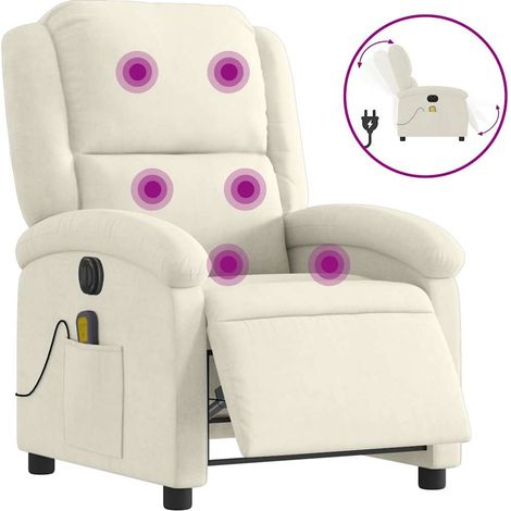 Fauteuil de Salon,Chaise,Fauteuil inclinable de massage électrique crème velours CFW278487 (1/5)